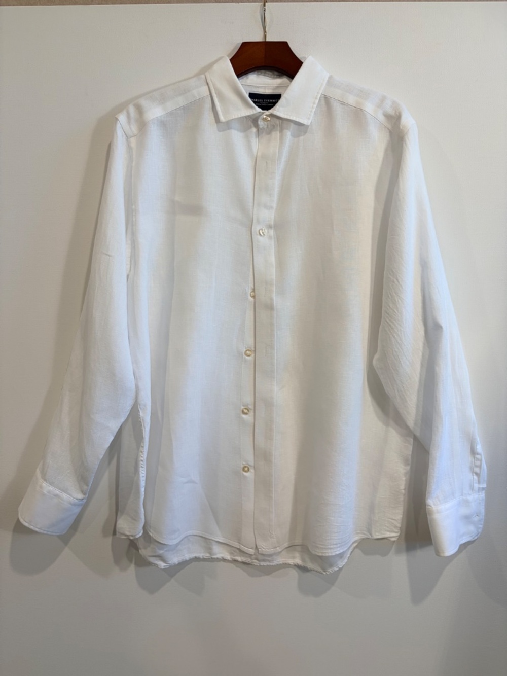Charles Tyrwhitt Men’s M Classic Fit White 100% Linen Button Down Shirt - Picture 5 of 5